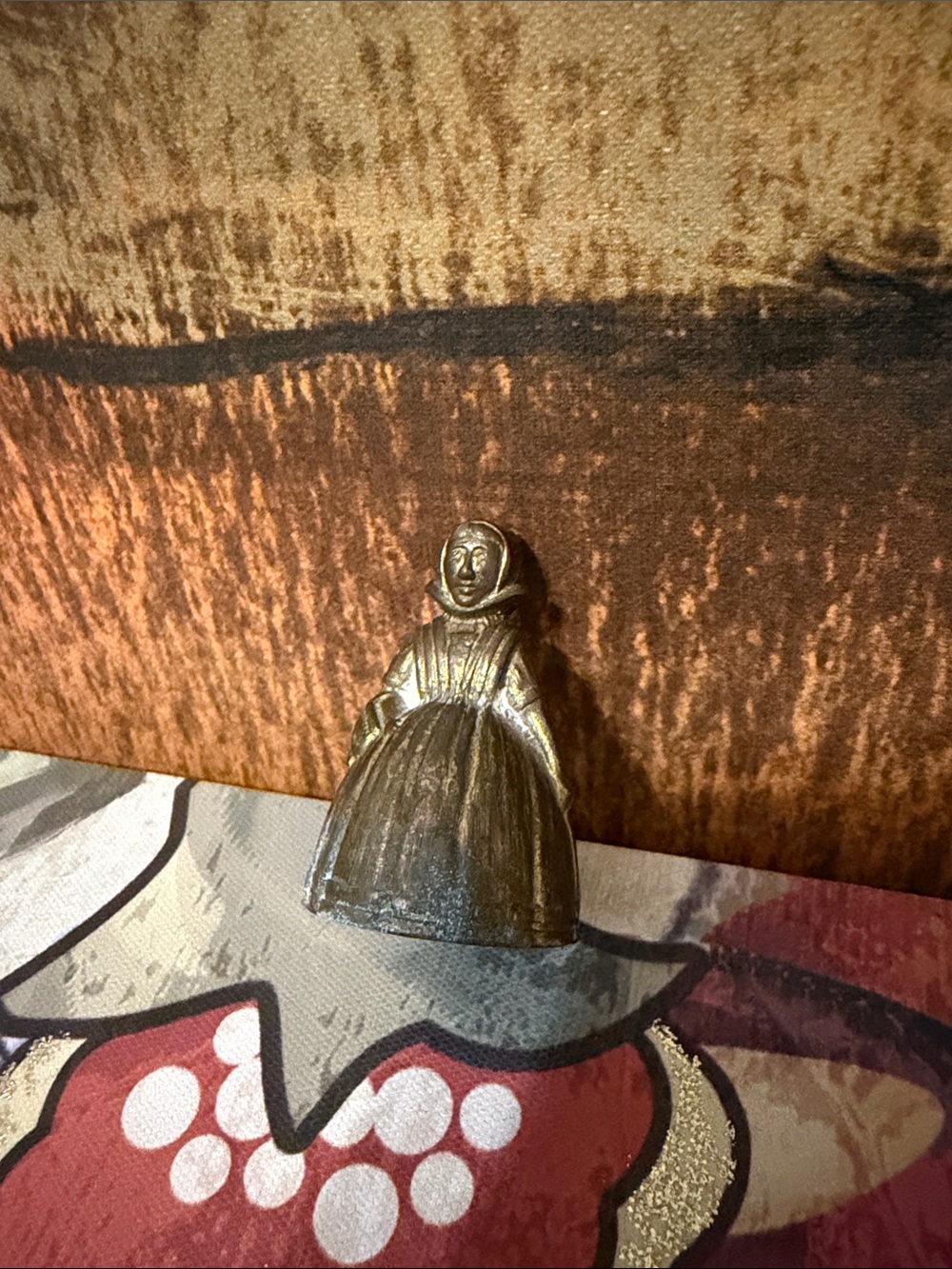 Brass Figurine Bell - Antique-Style Golden Brown Home Accent